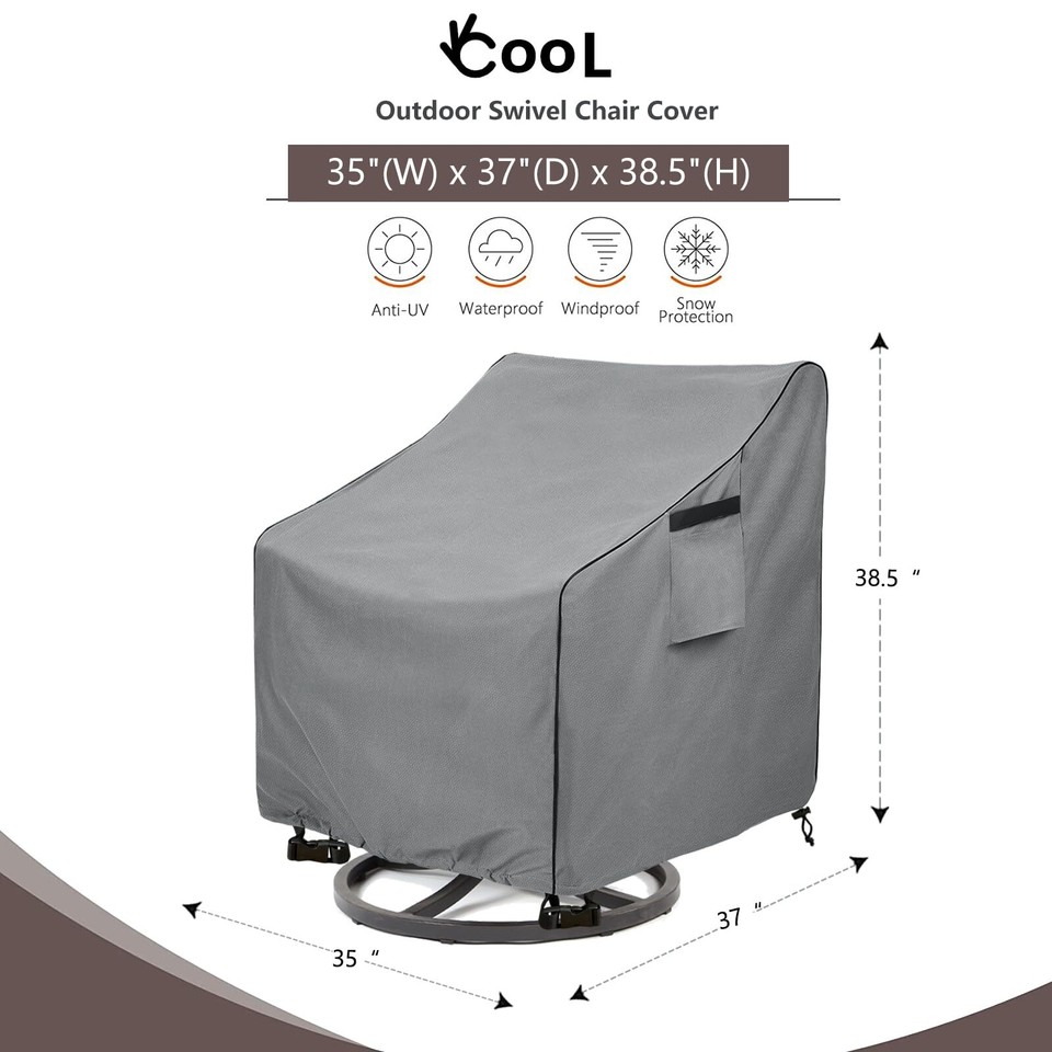 Outdoor Swivel Chair Cover 2 Pack,Outdoor Furniture Patio Chair Covers