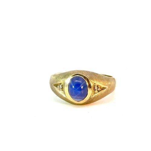 Blue Star Sapphire Gent's Ring 10K Yellow Gold 5.7g Size:9.25 (MI1072012)