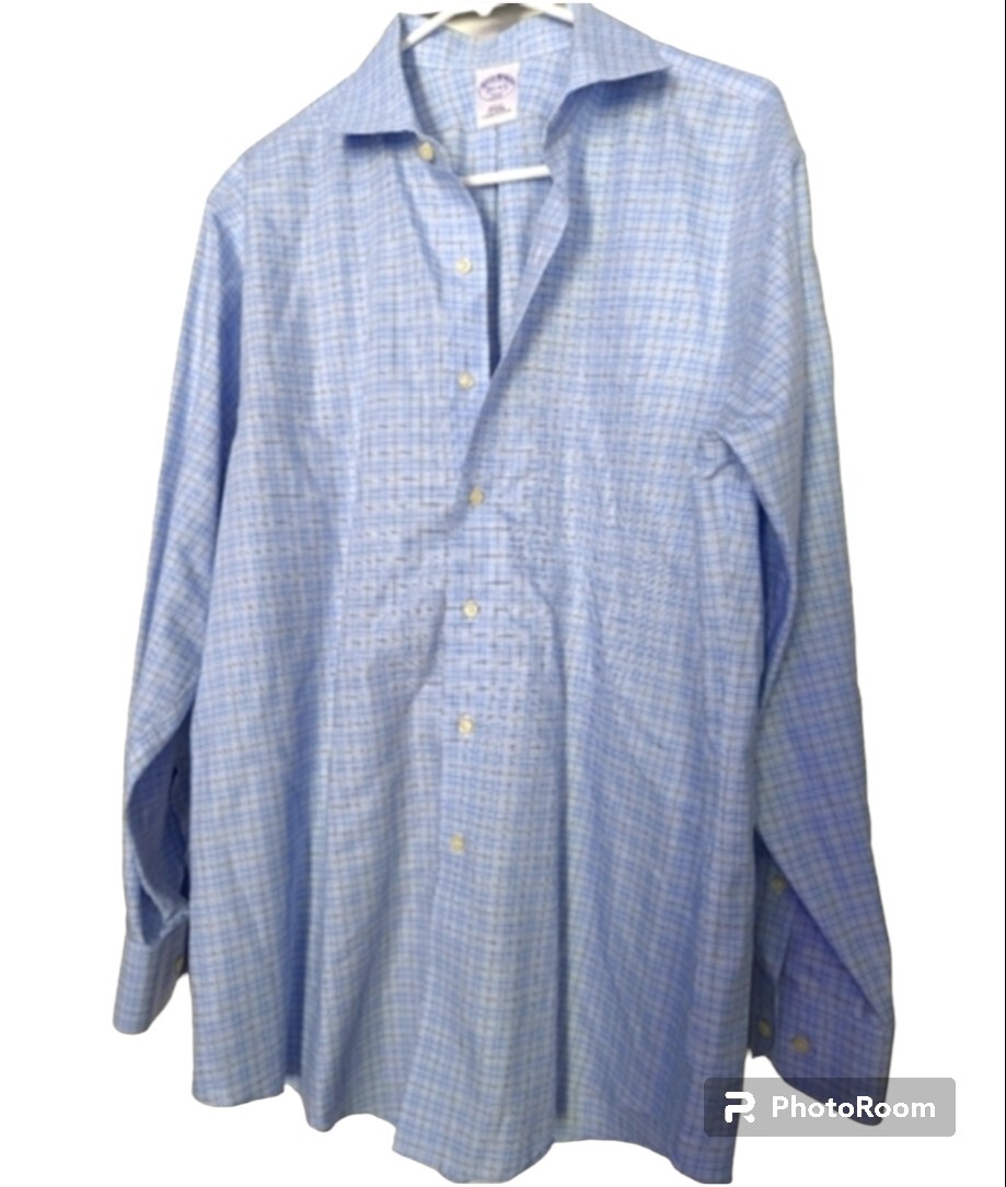 Brooks Brothers Shirt Men's 16 1/2 (XL) Blue Button Up Long Sleeve