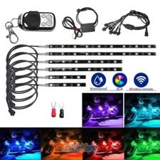 6X Motorcycle LED Light Wireless Remote 18 Color Neon Glow Light Strips Kit 30cm