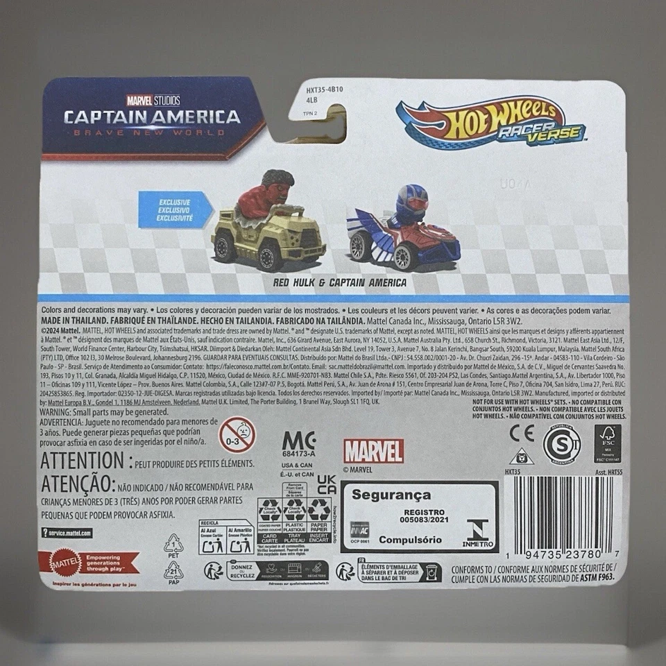 Hot Wheels RacerVerse RED HULK and CAPTAIN AMERICA 2 Pack Marvel 2025 - Image 2 of 2