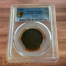 1798 S-148 PCGS G Details Style I Hair, Lg 8 Draped Bust Large Cent Coin 1c