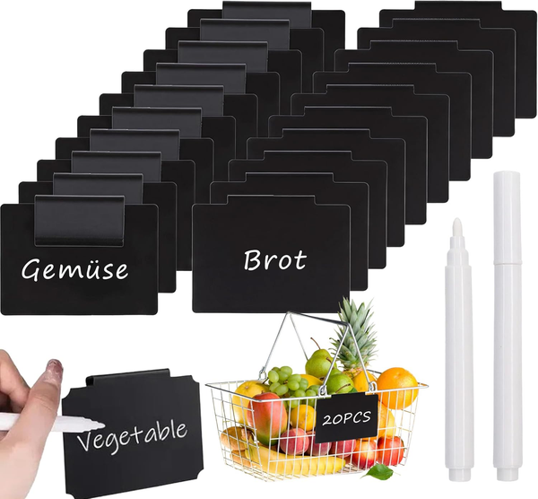 20 StüCk Etikettenhalter Clip FüR KöRbe: Schwarze Kunststoff Etiketten Clips Abn-image