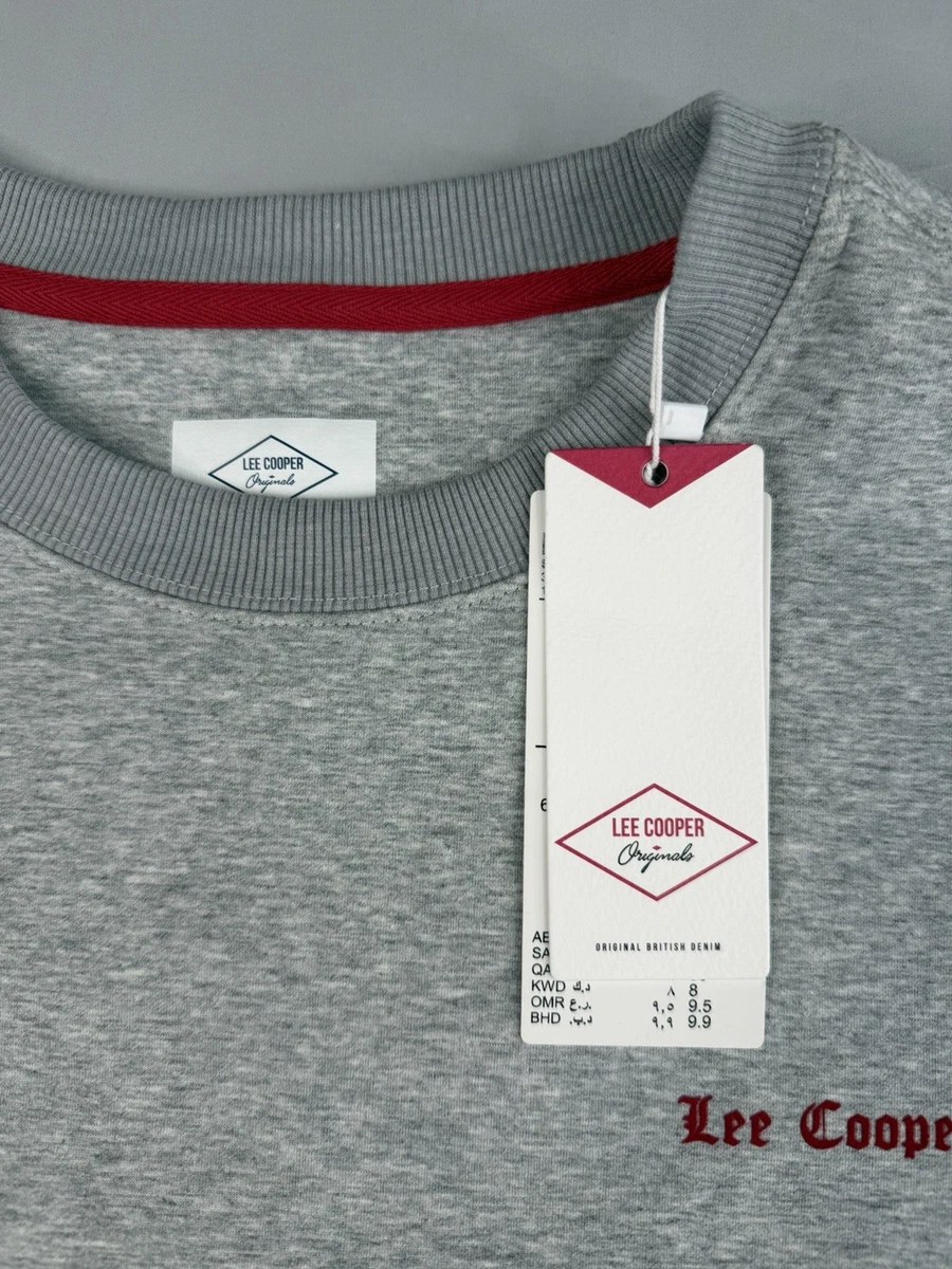 Lee Cooper Originals Gris Logo Estampado Pullover Cuello Redondo Polar Sudadera L