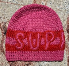 Supreme Crochet Logo Beanie Pink Brand New