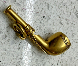 EXCEPCIONAL SILBATO PIPA VICTORIANA ANTIGUA PATRIMONIO ORO MACIZO 22CT NOVEDAD