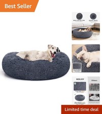 Luxurious Soft Faux Fur Dog Bed - 30'' Round Orthopedic Cushion for Comfy Sleep