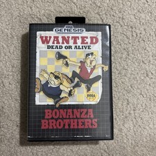 Bonanza Brothers  (Sega Genesis 1991) CIB Complete In Box With Hanger Tag!