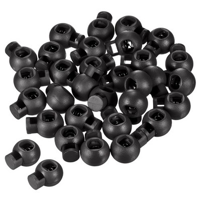 Cord Locks, 100 Pack Ball Spring Toggle Stopper, Black