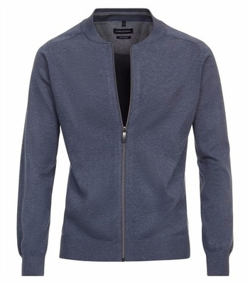 CASAMODA Herren Strickjacke Zipper Regular Baumwolle Blau