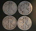 Lot Of 4 Walking Liberty Half Dollars. 1935, 1935-D, 1944-S, 1946-D 90% Silver!