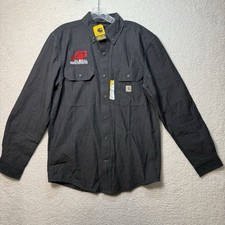 Carhartt Men Loose Fit Midweight Black Chambray Long Sleeve Shirt Small Logo NWT