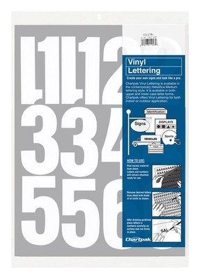 Chartpak Self-Adhesive Vinyl Numbers, 4 Inches High, 4 White 