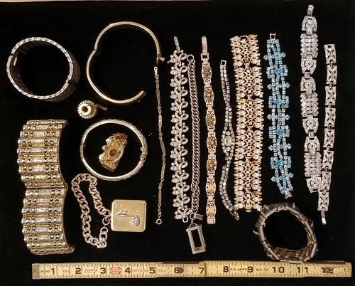 Vintage Costume Jewelry Parts or Repair - Arts & Craft Slightly Damaged Bracelet