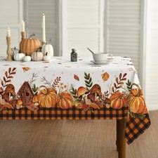 Fall Tablecloth 60 x 84 Inch Rectangular Thanksgiving Orange