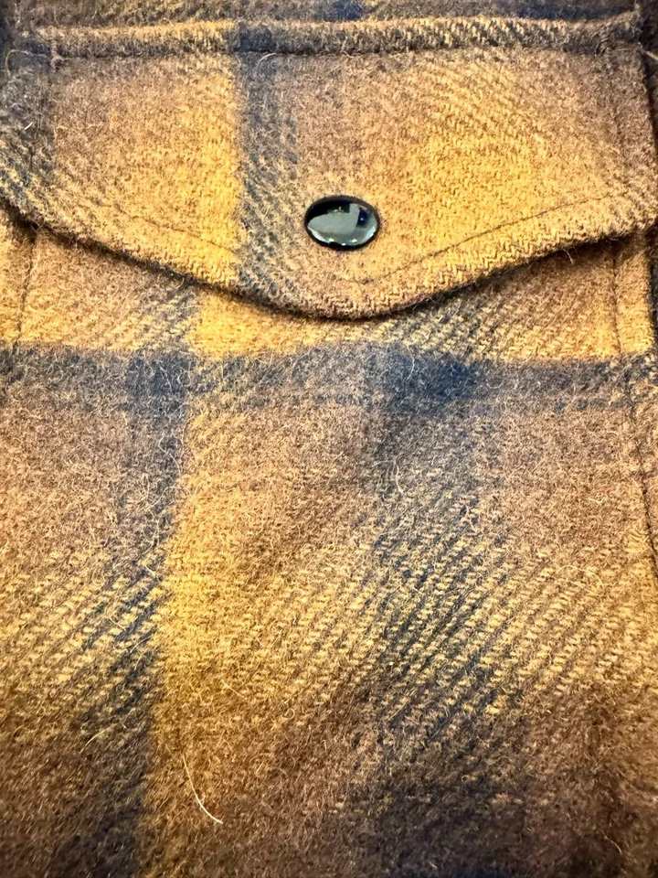 Vintage Pendleton Wool Plaid Board Coat Jacket Brown Black Made in USA M - Image 4 of 4