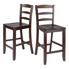 Pemberly Row 24" Solid Wood Counter Stool in Antique Walnut (Set of 2)