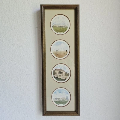Vintage Wandbild Dayton Ohio USA 4 runde Motive im Rahmen Wickersham Art Studio - Bild 1 von 4