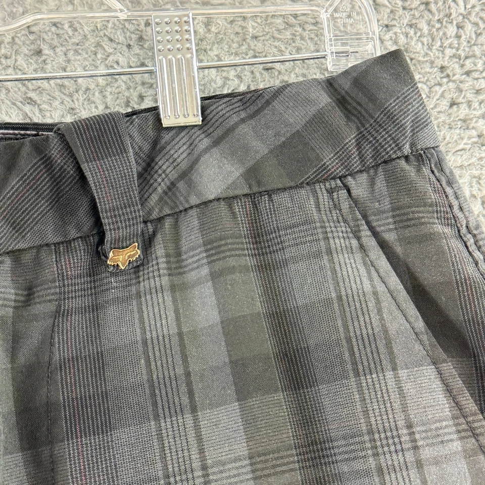 Pantalones cortos Fox para hombre talla 32 gris a cuadros casual al aire libre verano frente plano 11.5" Foto 4 de 4