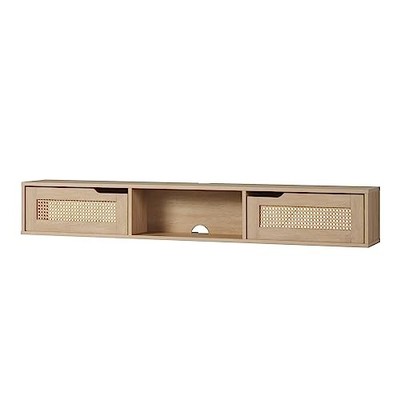 Walker Edison Destin Rattan Wall-Mounted TV Stand up to 65 Inches