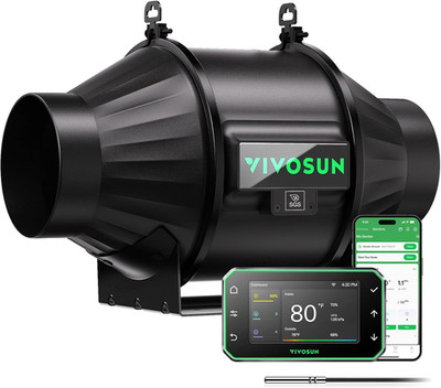 T4 4'' Inline Duct Fan & Temperature Humidity Controller, E42A+ Wifi-App Control