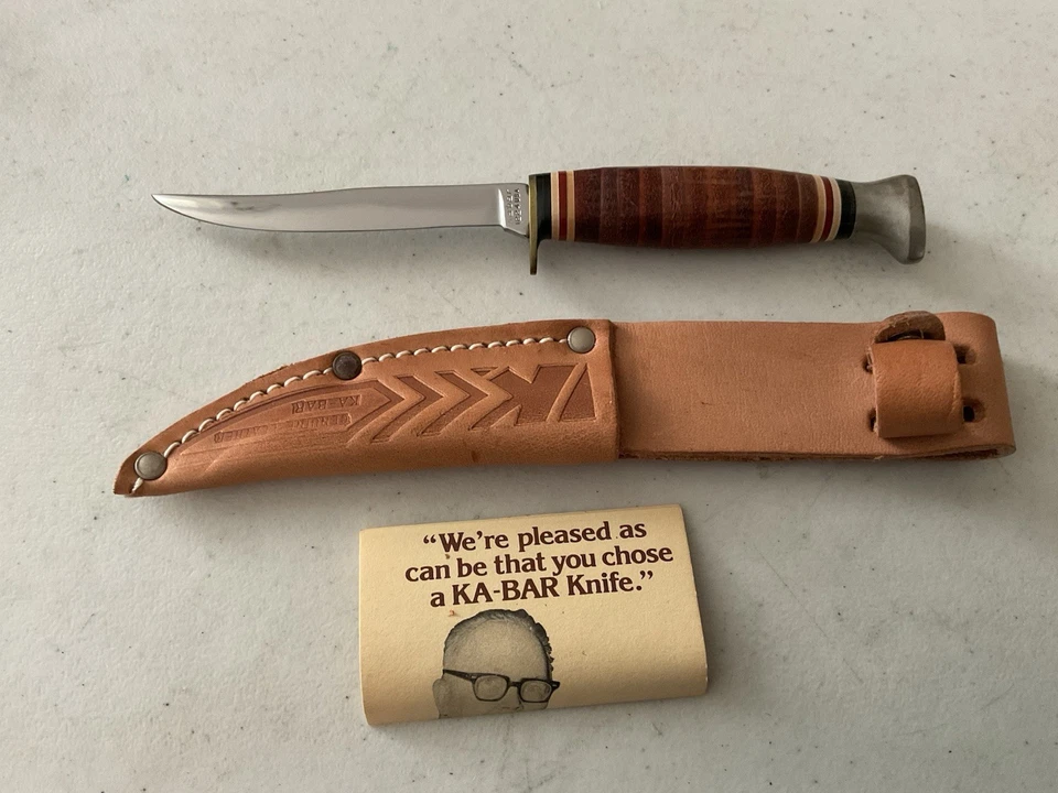 VINTAGE KABAR 1224 USA FIXED BLADE, ORIGINAL BOX, LEATHER SHEATH, PAPERS MINT - Image 2 of 4