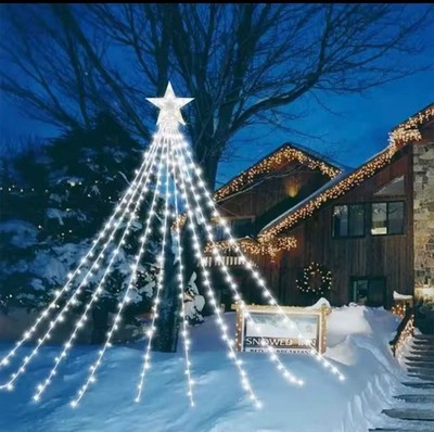 Außen Weihnachtsdeko Batterie LED Stern Lichterkette Wasserfall Weihnachtsbaum Licht