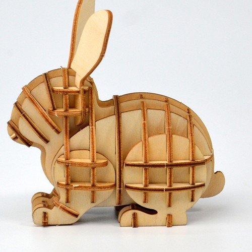 Wooden Rabbit Puzzle Bunny Toys Child Enrichment for Bunnies Puzzles Kids - Picture 5 of 11