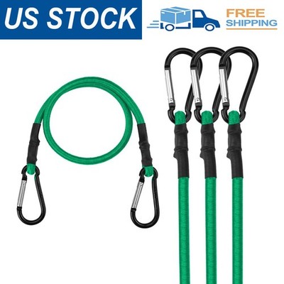 WORKPRO 24 Inch Bungee Cords with Hooks, 4 Pack Superior Rubber Heavy Duty Green