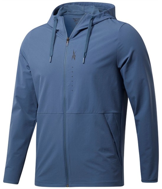 Reebok Mens Training Supply Performance Jacket, Blue, Medium