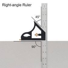 3-Piece T-Square Protractor Level, 300MM Adjustable Sliding Square Ruler Set