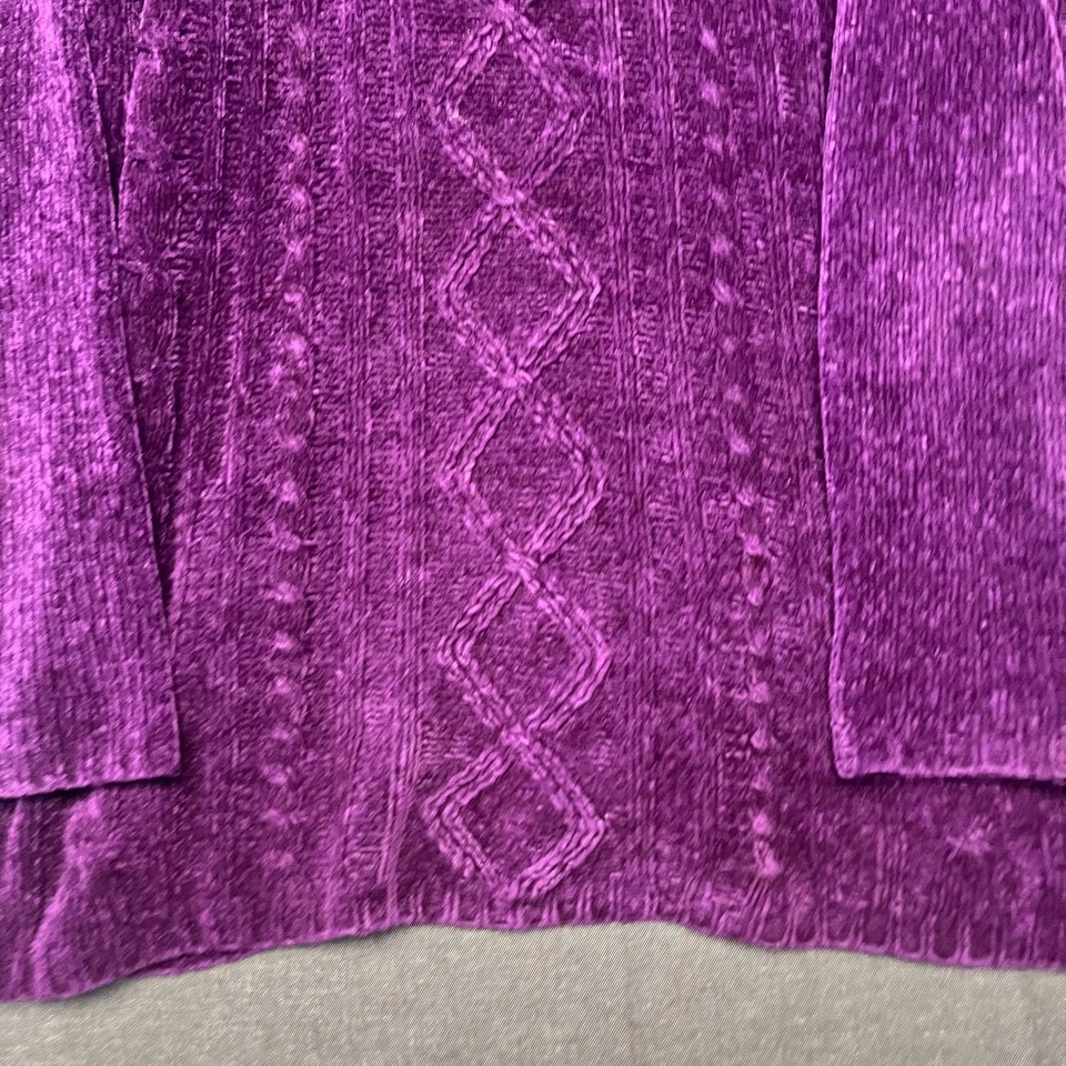 Dressbarn 女式毛衣 XL 码紫色丙烯酸电缆针织模拟领套衫 — 第 3/4 张图片