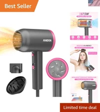 Professional Quality 1875W Hair Dryer with Safety Features & Styling Attachments