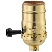 L&M Lamp Socket Replacement, E26 Threaded Base, Turn Knob for ON/Off Gold 