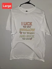 Unisex Gilden Heavy Cotton Shirt Size L White With Graphic,New