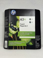 HP 63XL High-Yield 2-Pack Black Original Ink Cartridge Retail Box New Sealed 