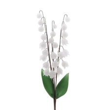 Czech lampwork glass 10" white Lily of the Valley flower stem ornament