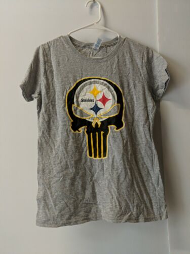 T-shirt delta des Steelers de la NFL taille jeunesse logo S Punisher gris ~ BAG367 - Photo 1/1