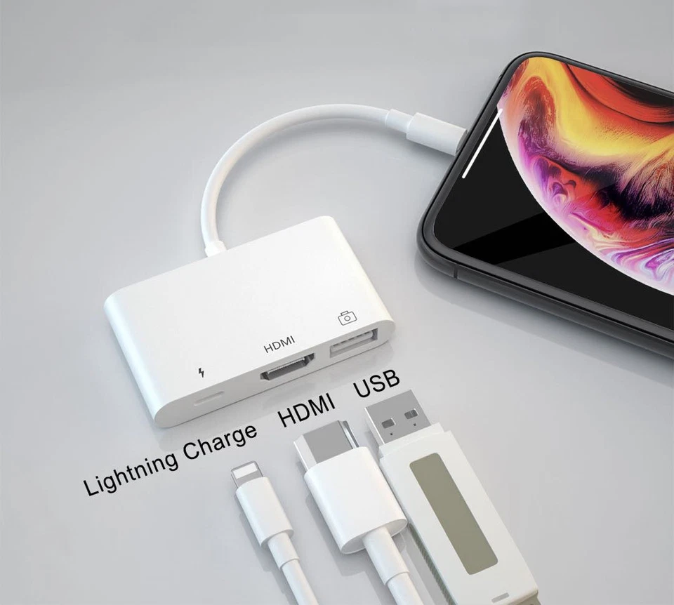 HDMI Digital AV TV Adapter OTG Cable For iPad iPhone 6 7 8 X XR 13 12 11 Pro Max - Image 2 of 4