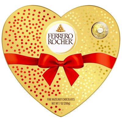 Ferrero Rocher Fine Hazelnut Chocolates, Heart, Perfect Valentine's Day Gift, 7 