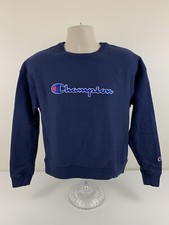 Champion Reverse Weave Dark Blue Crew Neck Sweatshirt Women Size L Large Sweater
