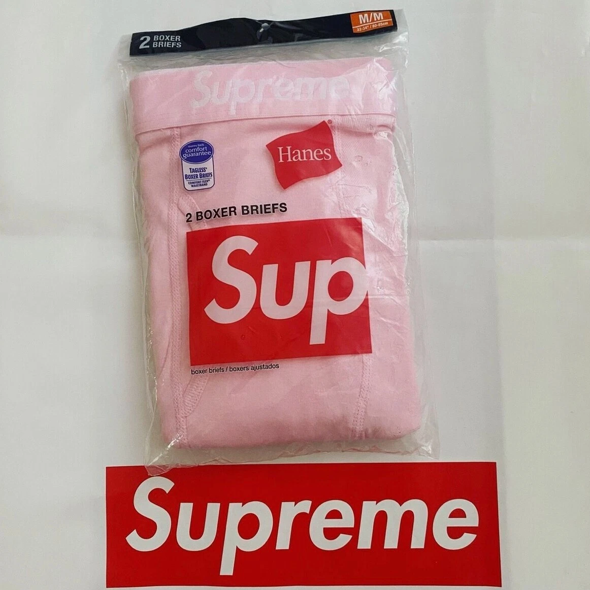 Supreme x Hanes Boxer Briefs Underwear (2 Pack)   PINK   Size S, M, L, XL