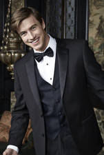 Hartford 2-Button Black Notch Wool Blend Modern Fit Tuxedo
