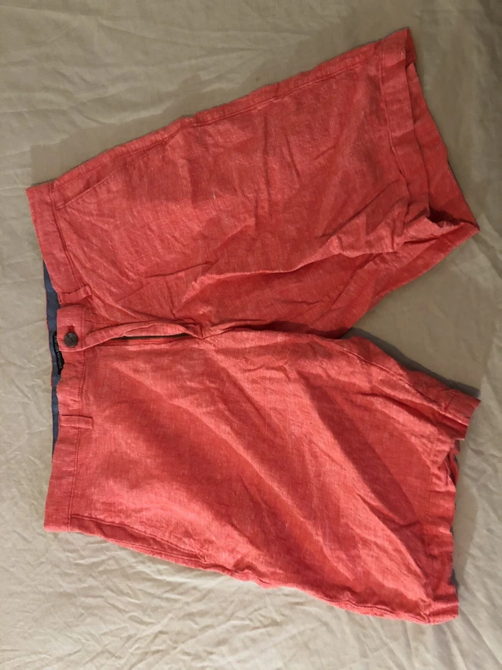 Pantalones Cortos Para Hombre Banana Republic Lino 34 Rojo Caqui Chino 35 Foto 2 de 4