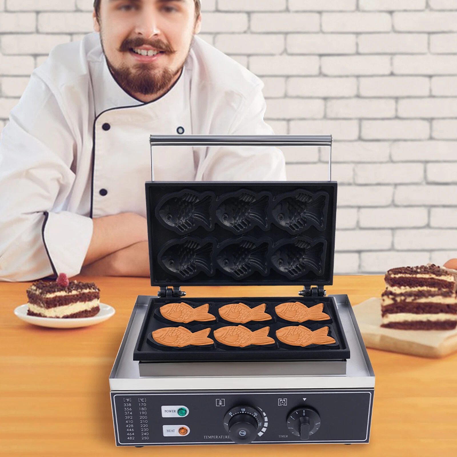 1.5kw Electric Waffle Baker Taiyaki Maker Machine Non-stick Commercial/Household
