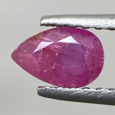 0.59ct Ruby Unheated Natural Pinkish Red Pear Faceted Loose Gem From Burma