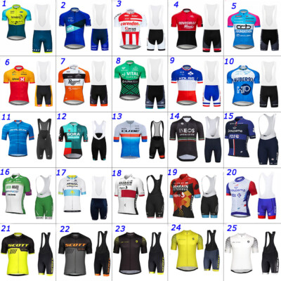 Men Cycling Team Jersey Bib Shorts Kits Bicycle Jersey Short Sleeve cycling Bibs