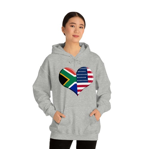 South African American Hooded Sweatshirt Heart Hoodie Flag Pullover Top - Picture 4 of 28