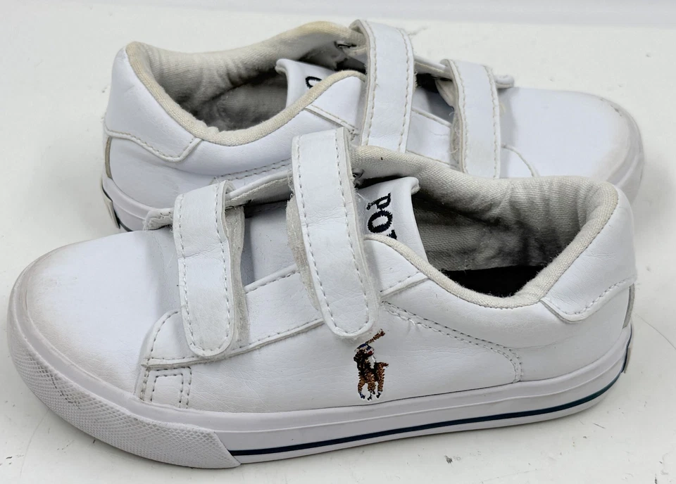 Polo Ralph Lauren Toddler Sneakers Sz 10 White Round Toe Athletic Casual Shoes - Image 2 of 4