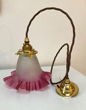 Vintage Cranberry Glass Light Shade Pendant Fitting Edwardian Frosted